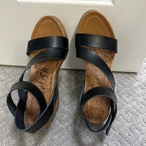 Cork wedges by Blowfish-Velcro strap-comfy
